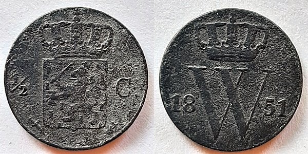 Halve cent 1851, Verzenden, Koning Willem III, Overige waardes