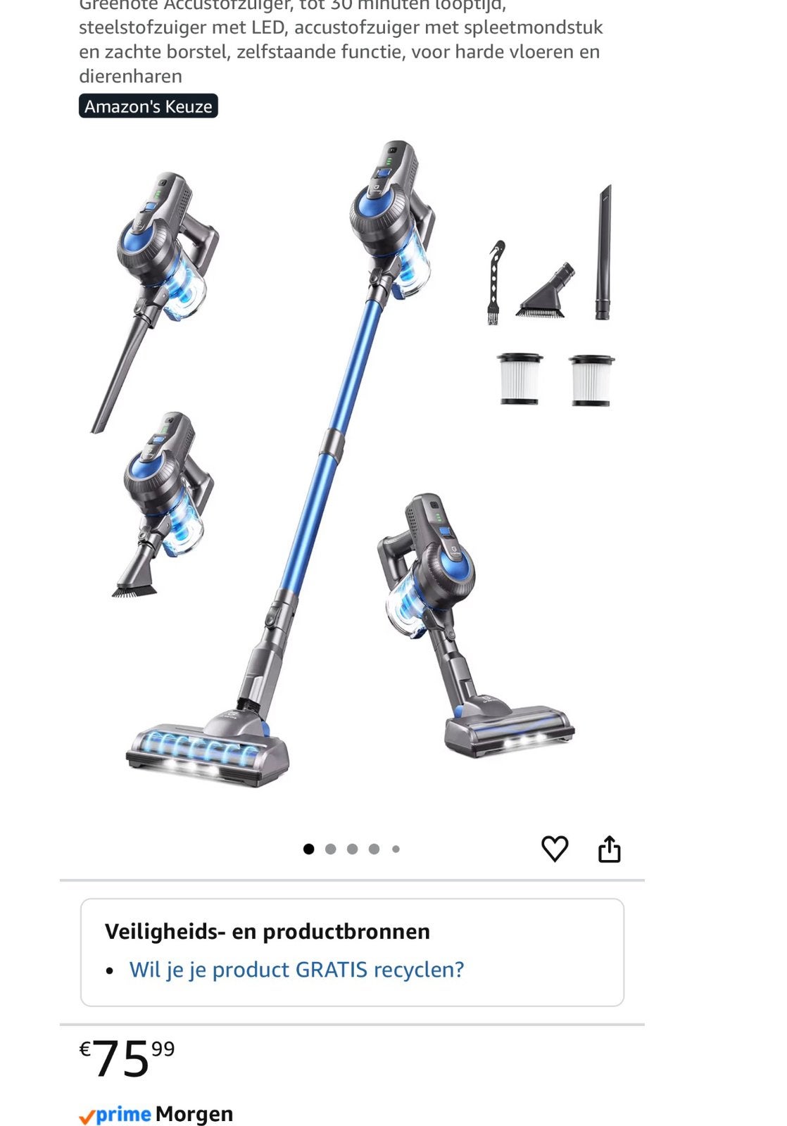 Greenote stofzuiger, Witgoed en Apparatuur, Stofzuigers, Ophalen of Verzenden, Zo goed als nieuw