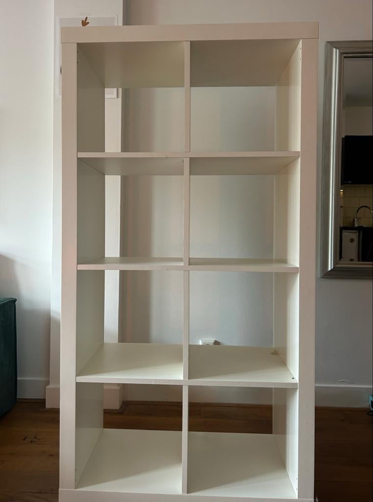 Witte vakkenkast - staand of liggend te gebruiken, Ophalen, Met plank(en), Gebruikt, 100 tot 150 cm