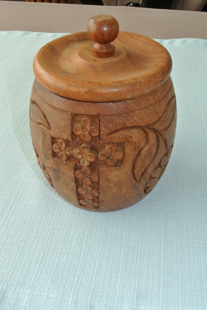 Vintage houten pot met deksel, Antiek en Kunst, Ophalen of Verzenden