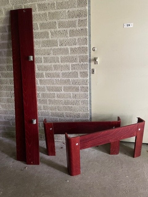 Auping auronde bed van 90 x 200 x 48 cm, Huis en Inrichting, Slaapkamer | Bedden, Gebruikt, Eenpersoons, 90 cm, 200 cm, Hout, Bruin