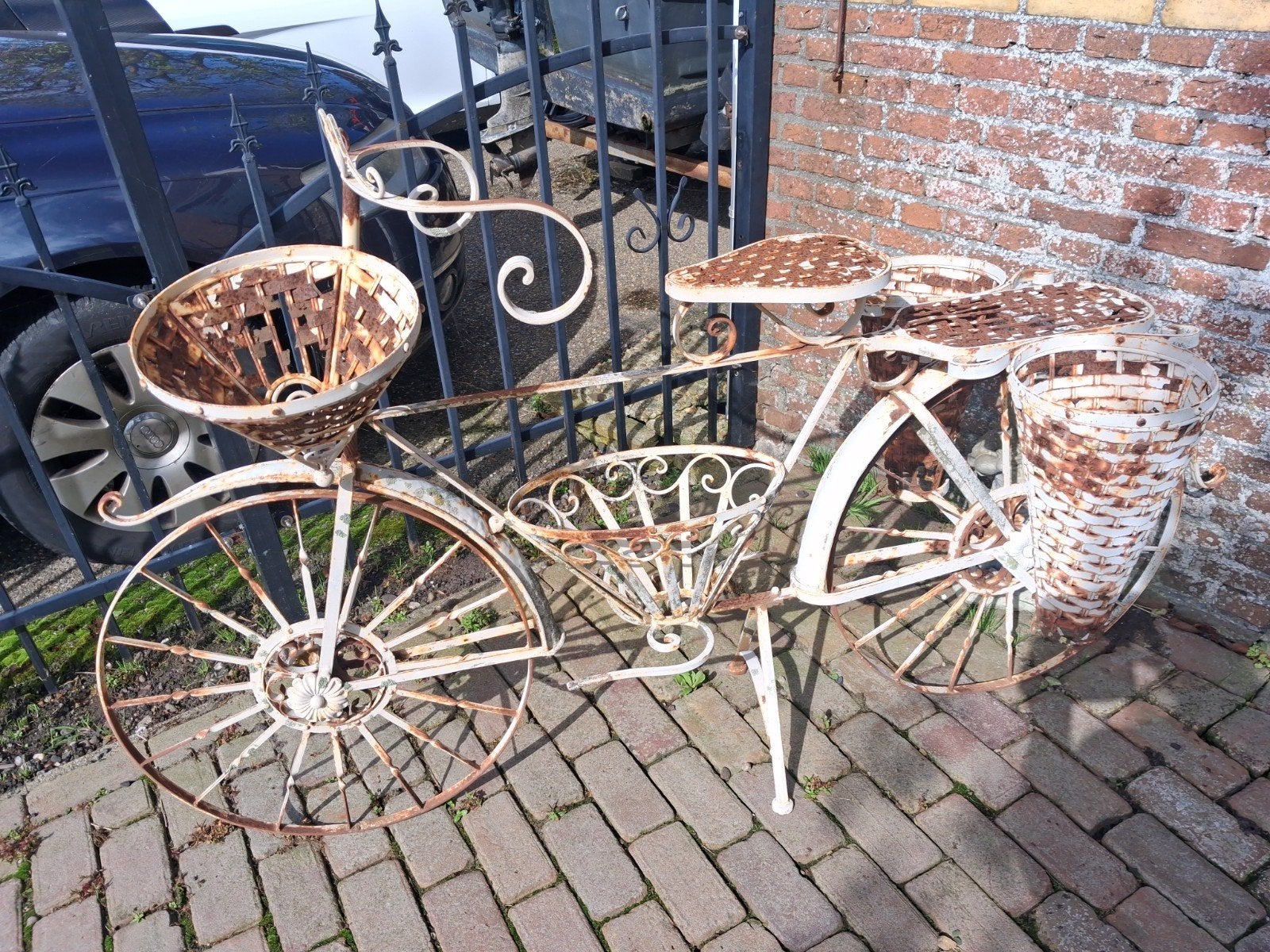 Decoratieve fiets plantenbak - Vintage look, Ophalen, Gebruikt