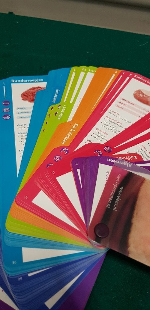 Kookboek in de vorm van receptenwaaier voor vlees, stap voor, Ophalen of Verzenden