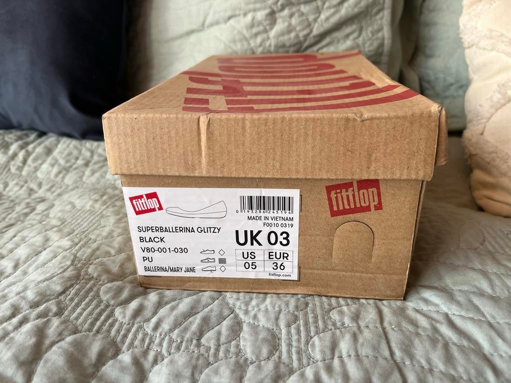 Fitflop Superballerina Glitzy Zwart - Maat 36, Ophalen of Verzenden, Nieuw, Zwart, Ballerina's