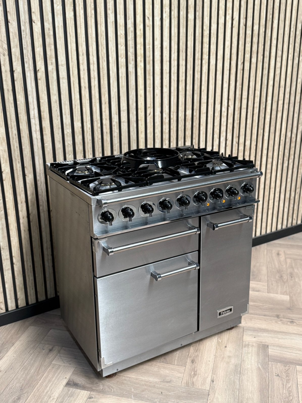 Falcon Inox 90cm Gas + Elektrische ovens + Pizza Oven, Witgoed en Apparatuur, Fornuizen, Warmhoudplaat, 60 cm of meer, Ophalen of Verzenden