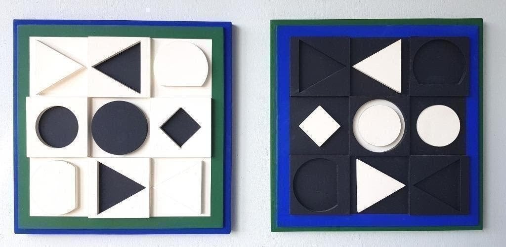 Victor Vasarely- CARIBE POSITIF & NEGATIF" -Houten Reliëf, Antiek en Kunst, Ophalen of Verzenden