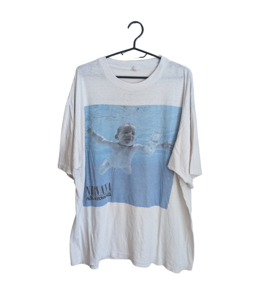 1990s Nirvana "Nevermind" Euro Version T-Shirt XL, Nirvana, Nirvana, Wit, Nirvana
