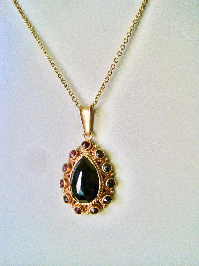 sieraden Granaat goud 585 hanger, Sieraden, Tassen en Uiterlijk, Ophalen, Goud, Hanger, Met edelsteen