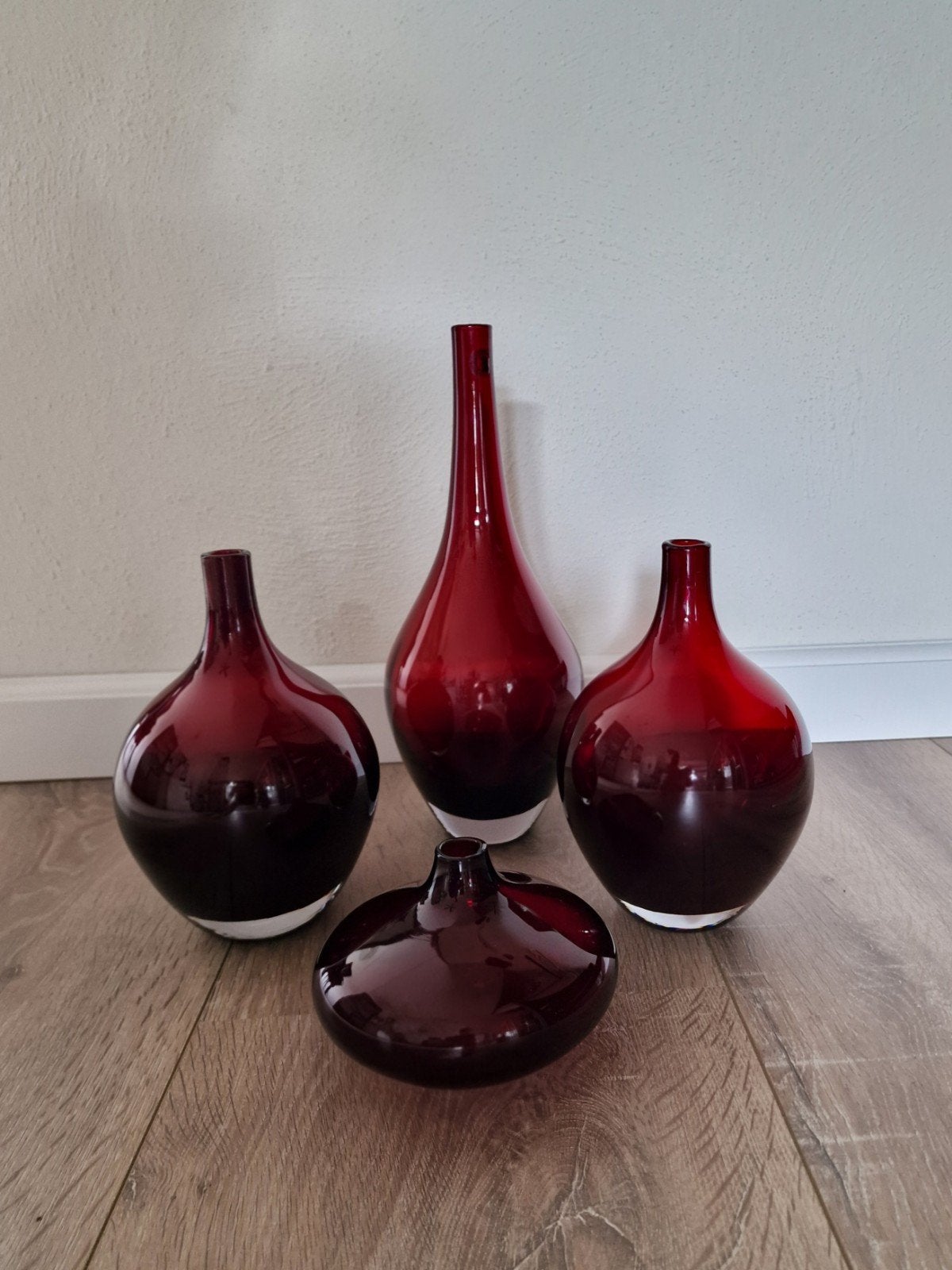 Ikea glazen vazenset, vintage, zgan, Overige kleuren, Ophalen of Verzenden, Minder dan 50 cm, Glas