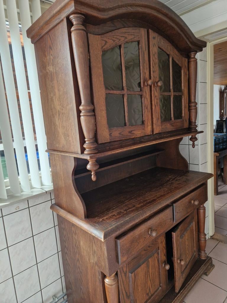 Antieke Eikenhouten Buffetkast met Glas-in-lood, Antiek en Kunst, Ophalen