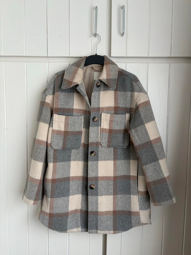 Geruite jas H&M, Kleding | Dames, Ophalen of Verzenden, Gedragen, Maat 36 (S), Grijs