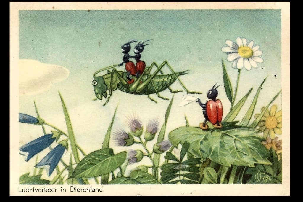 Jan Wijga Dierenserie Sprinkhanen V18, Ophalen of Verzenden, 1940 tot 1960, Gelopen, Sterren en Beroemdheden