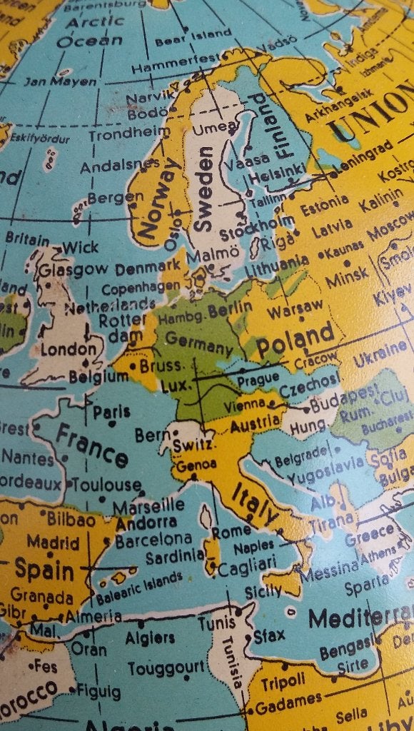 Jaren 50 Blik Blikken Globe Globus Wereldbol Wereld Bol, Ophalen of Verzenden