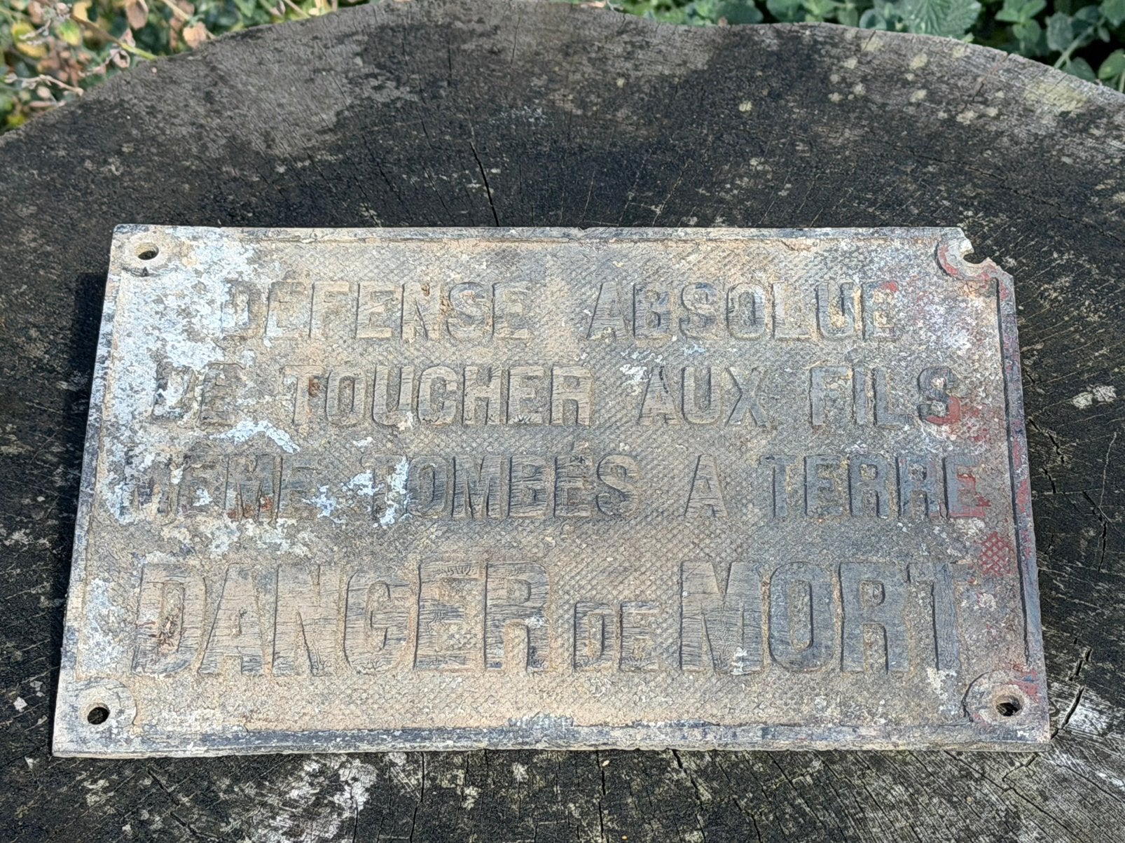 Vintage frans bordje hoogspanning geen emaille reclamebord, Verzamelen, Ophalen, Gebruikt