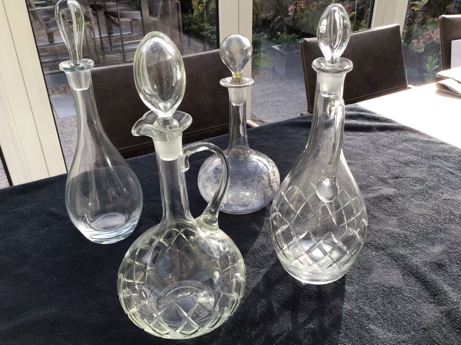Set van 4 glazen karaffen met stoppen, Ophalen of Verzenden