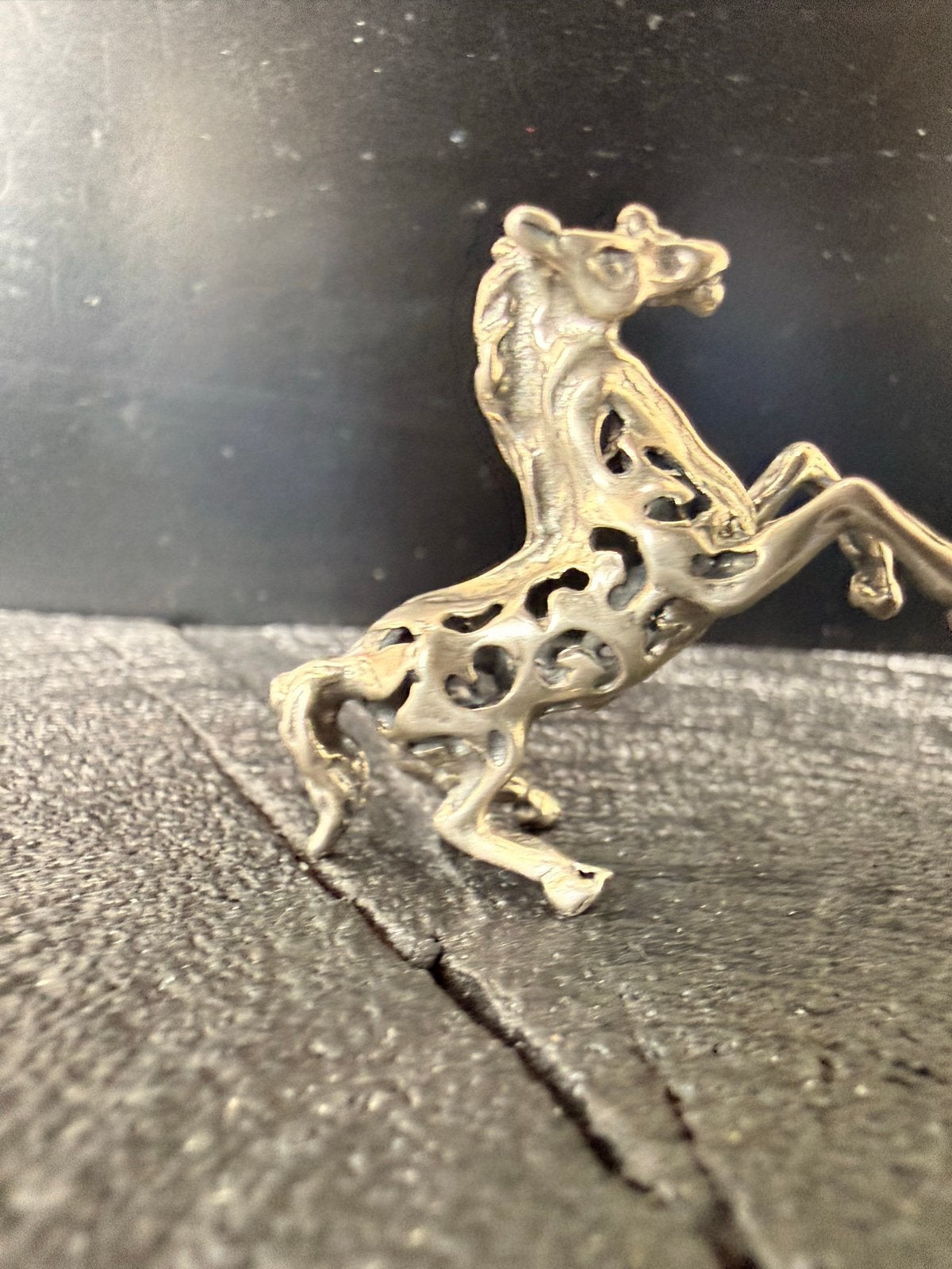 Prachtig gedetailleerd zilveren miniatuur paardje, 800 zilve, Verzenden, Zilver
