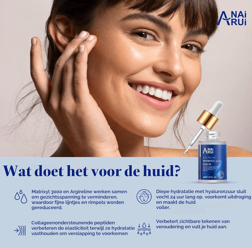 Anti-aging gezichtsserum tegen rimpels voor droge huid 30 ml, Verzenden, Nieuw, Gehele gezicht