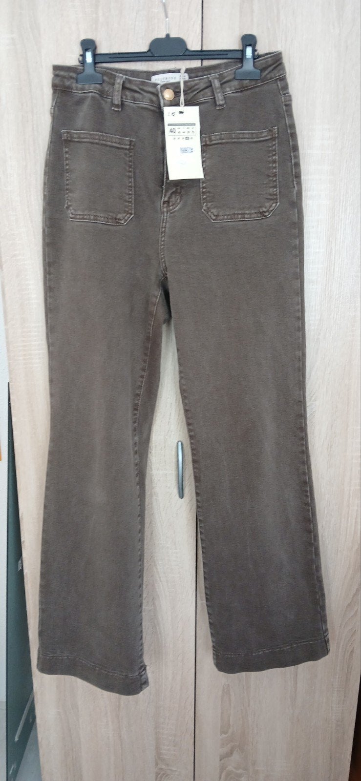 Nieuwe bruine wijde pijp jeans broek mt 40, Maat 38/40 (M), Bruin, Nieuw, Ophalen of Verzenden