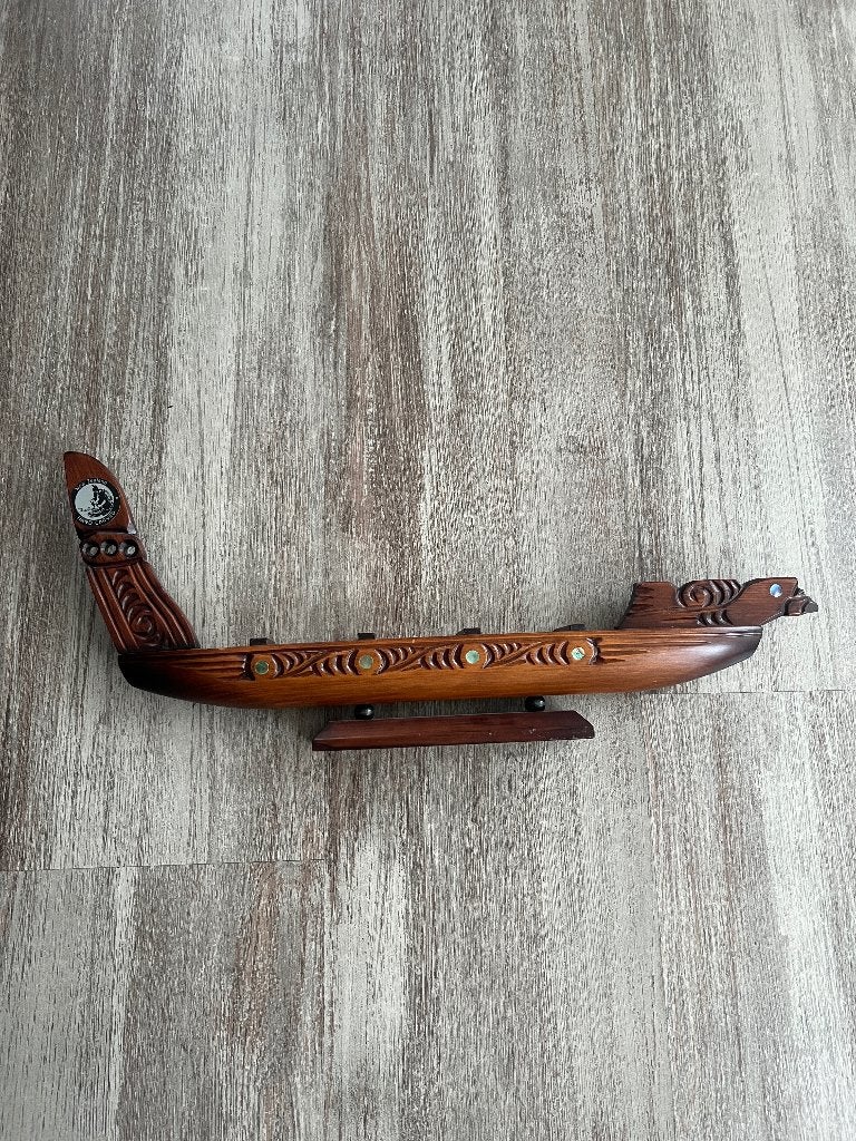 Vintage Handgesneden Maori Waka (Kano) - Kauri Hout, Ophalen, Houtsnijwerk