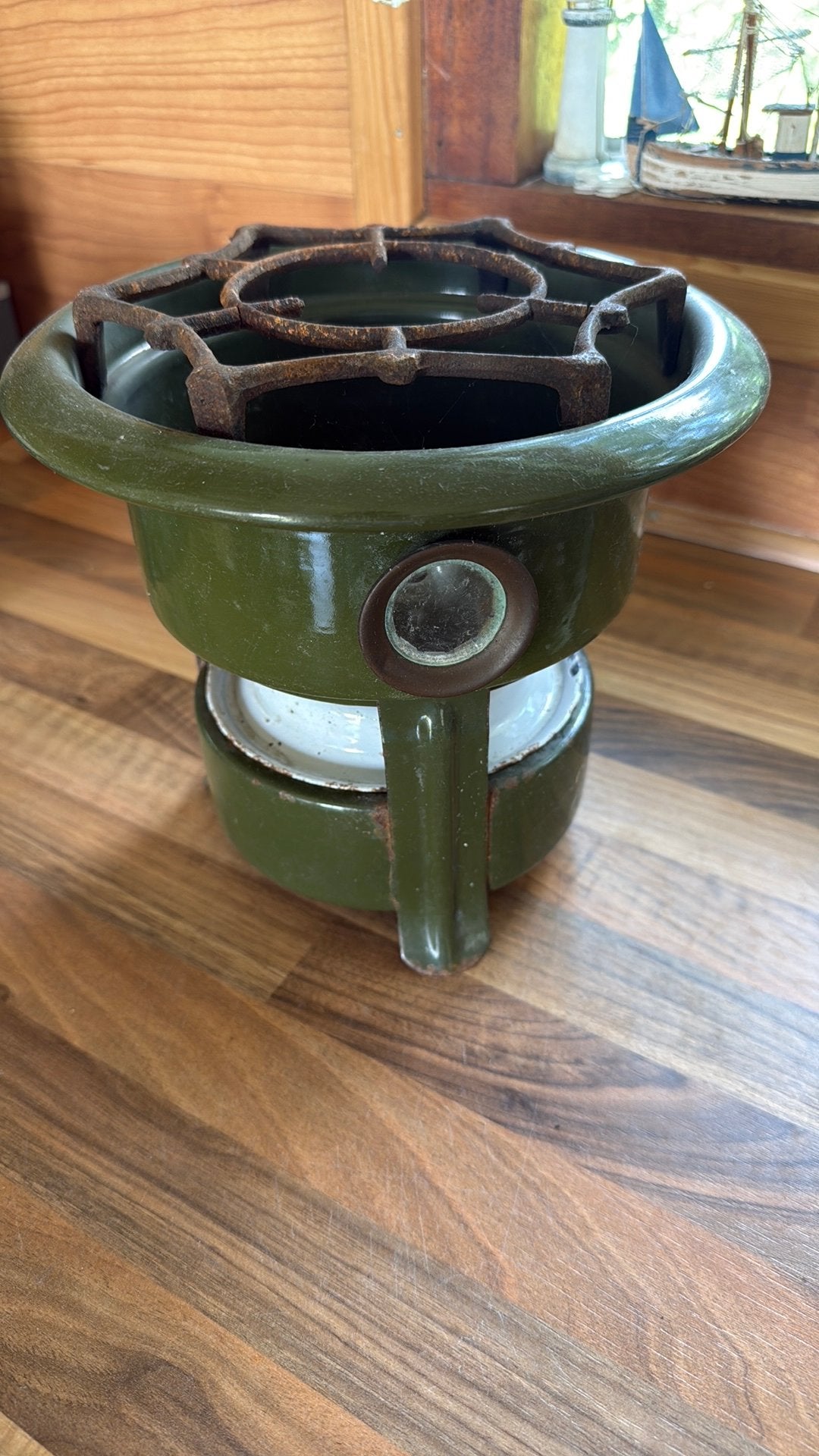 Vintage Groene Petroleum Kooktoestel, Antiek en Kunst, Ophalen of Verzenden
