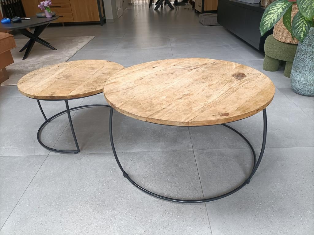 Mango houten salontafels, Ophalen, 50 tot 100 cm, Rond, 50 tot 100 cm