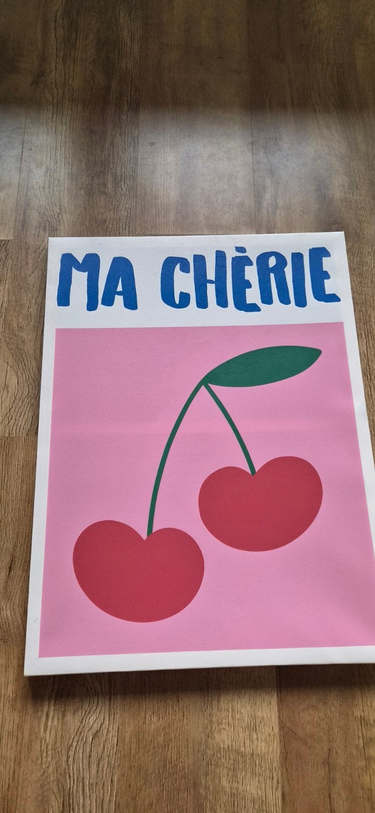 Schilderij 'Ma Chérie' met kersen - Binnen of buiten, 50 – 75, Minder dan 50 cm, Ophalen of Verzenden, Zo goed als nieuw