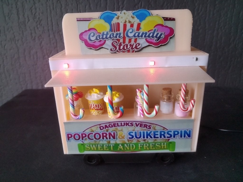 Popcorn Suikerspin Candy Store MINIATUUR, Ophalen of Verzenden, Nieuw, 1:32 tot 1:50