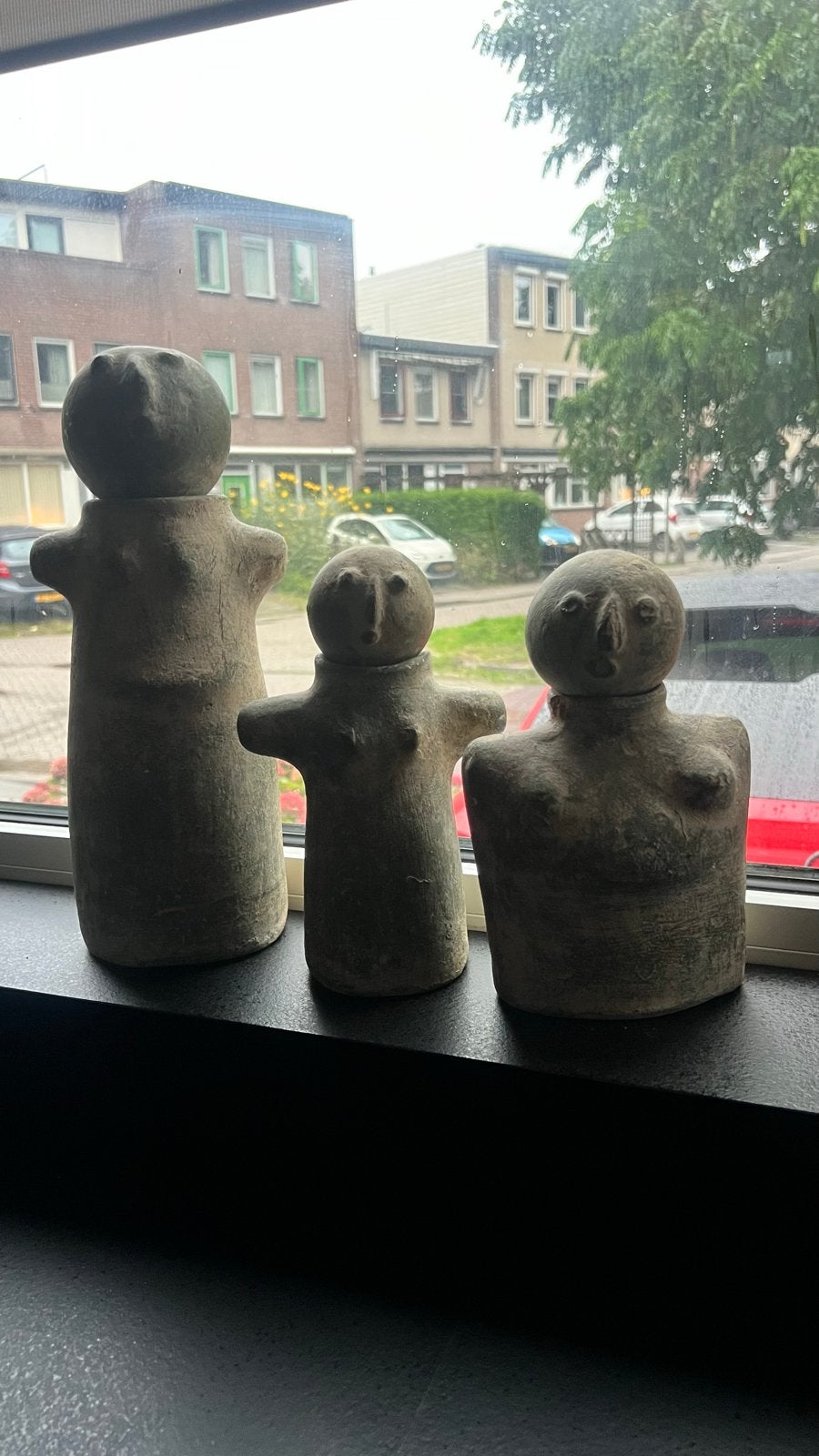 Set van 3 handgemaakte terracotta beelden, Ophalen, Handgemaakt, 20 - 50 cm, Steen of Keramiek