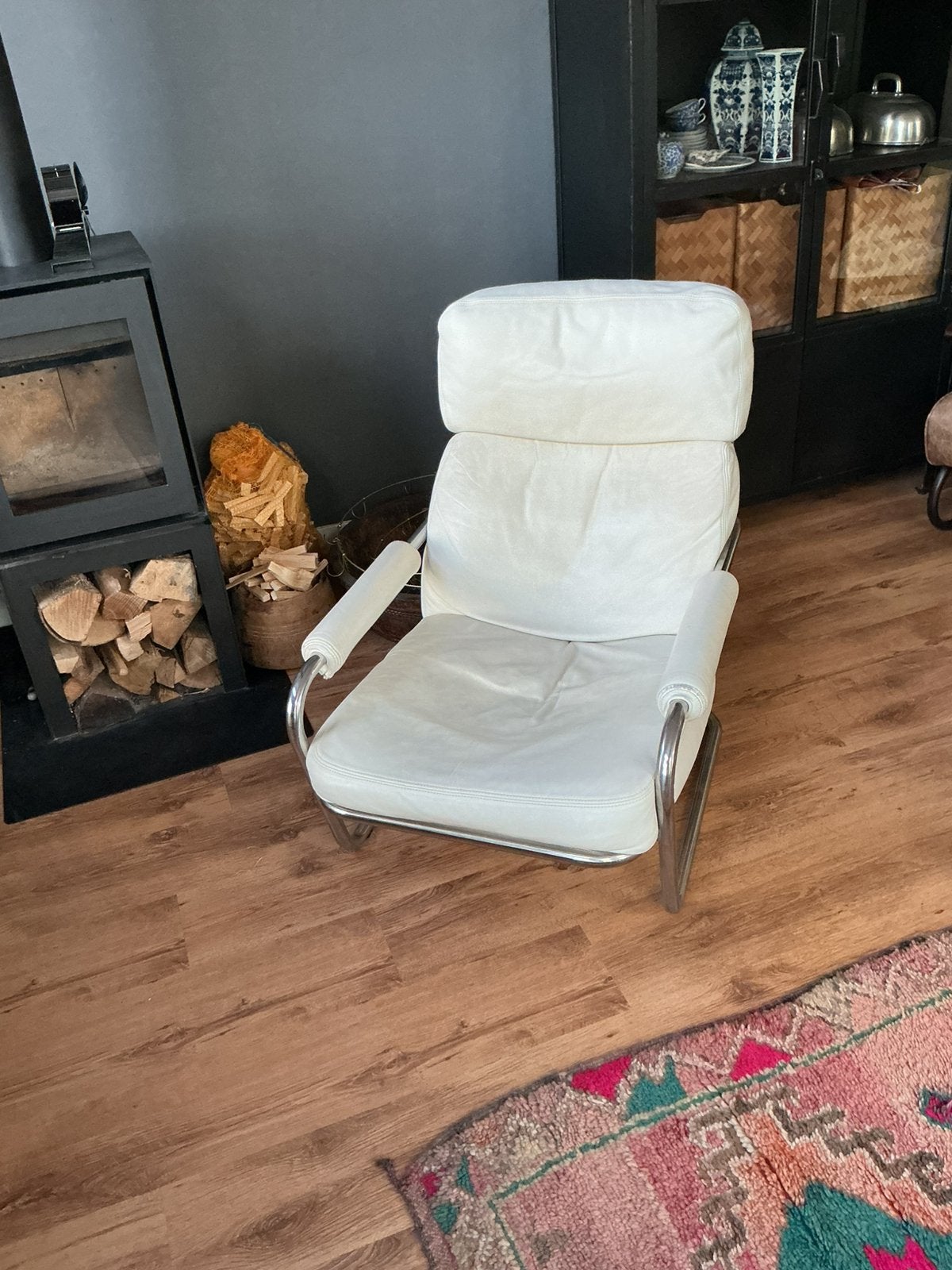 Fauteuil/leren stoel Jan des Bouvrie, Ophalen, Zo goed als nieuw, 50 tot 75 cm, Leer