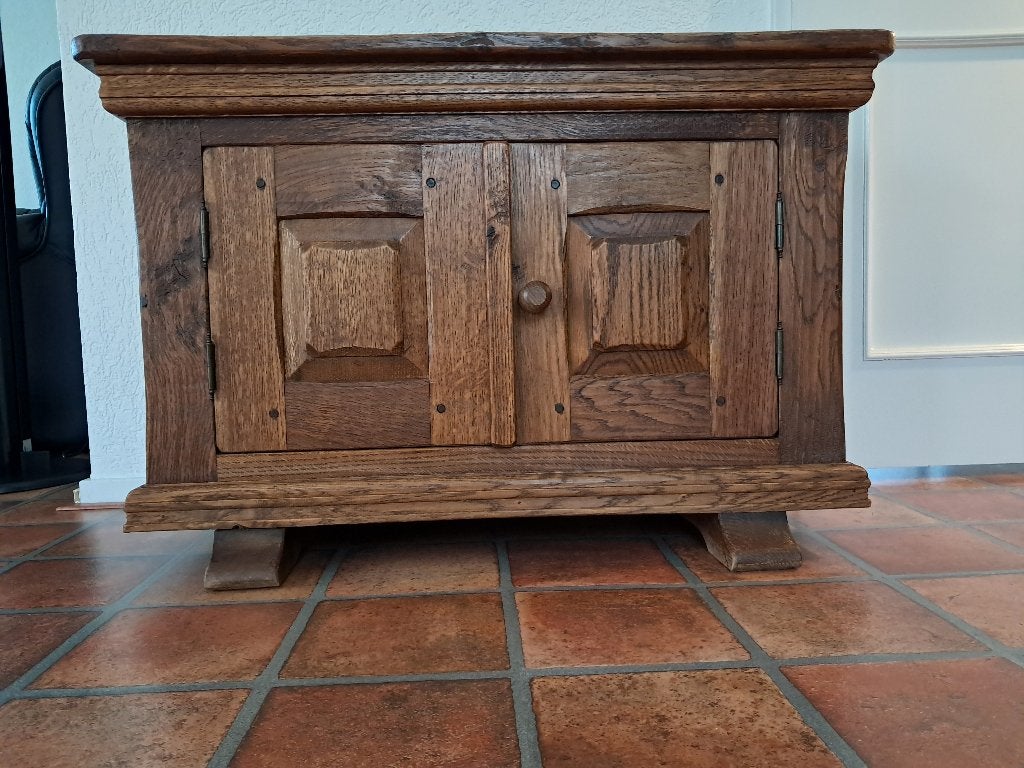 Rustiek eikenhouten wandkastje/decoratie object, Ophalen, 58 cm, 90 cm, Hout