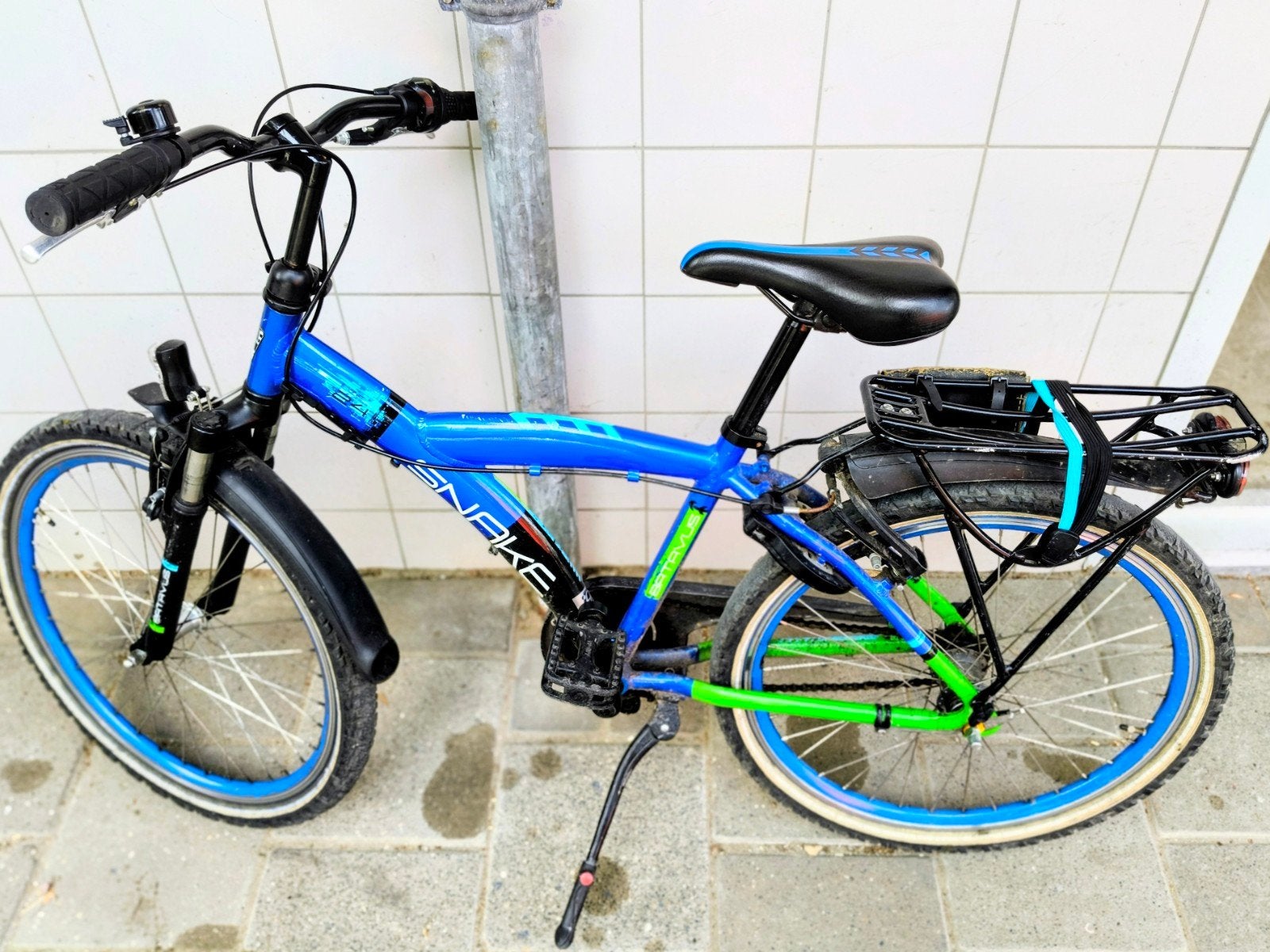 Batavus Snake 24 inch kinderfiets - Blauw/Groen, Ophalen, Terugtraprem, Gebruikt, Versnellingen