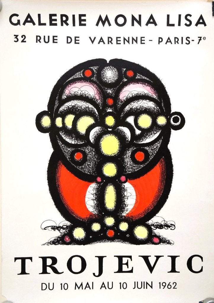 Vladimir Trojevic zeefdruk "Galerie Mona Lisa", 1962, Antiek en Kunst, Kunst | Litho's en Zeefdrukken, Ophalen, Origineel, Portret en Figuren