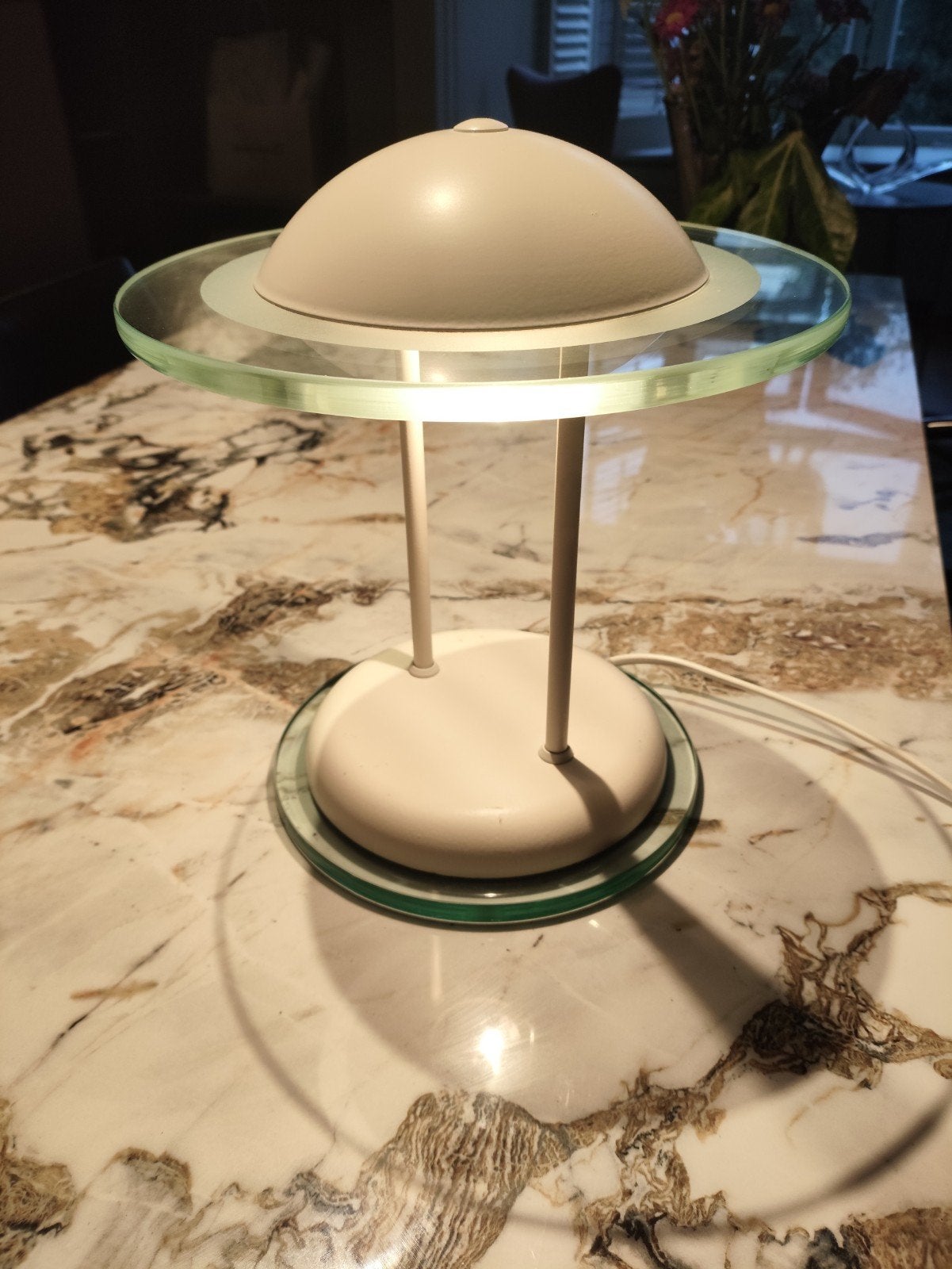 Vintage Herda UFO Design Tafellamp met Glazen Schijven, Ophalen, Met schakelaar, Overige merken, Vintage