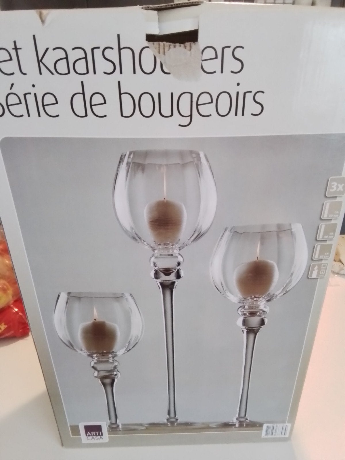 Set nieuw van 2 glazen staande houders voor decoratie 5 euro, Huis en Inrichting, Ophalen of Verzenden
