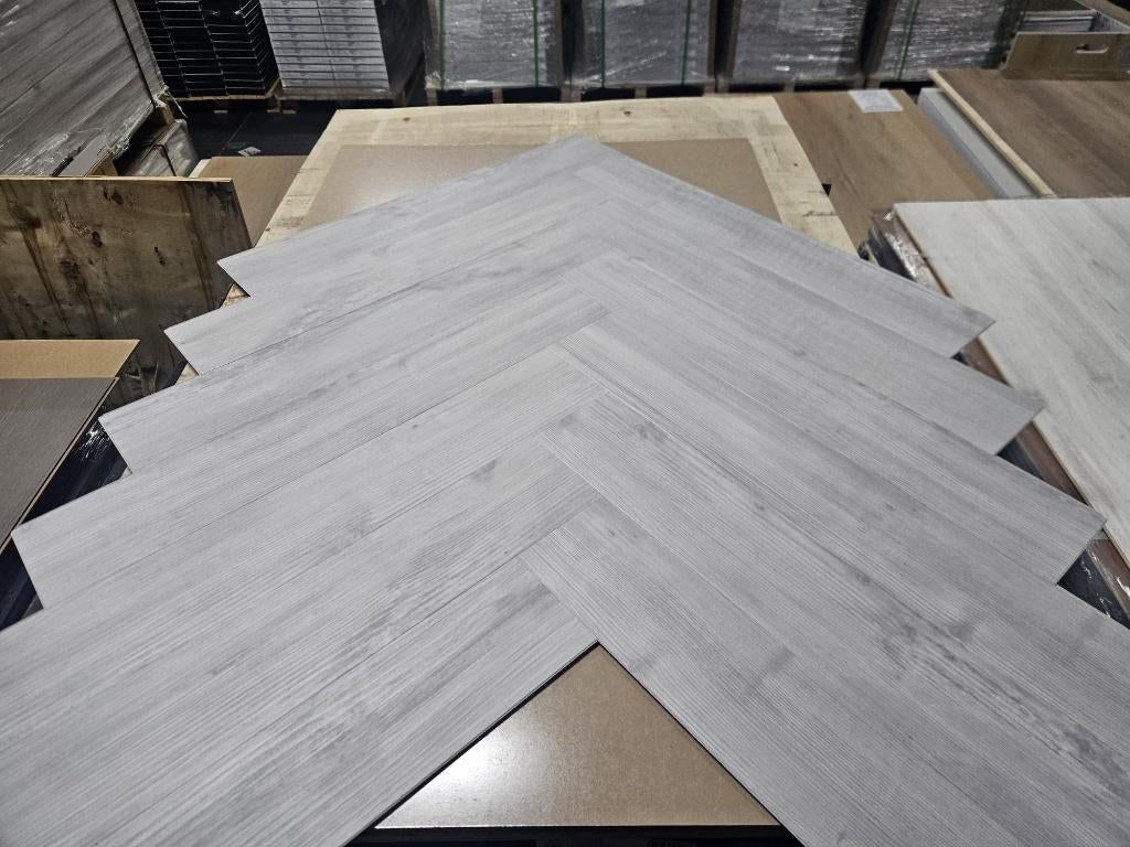 Visgraat klik pvc visgraat Met Geïntegreerde 10DB Ondervloer, Ophalen, Crème, 75 m² of meer, Overige typen