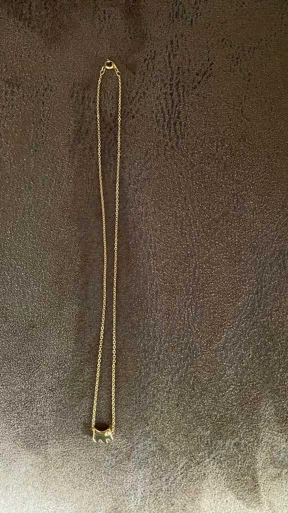 Goudkleurig Kettinkje met hanger/bedeltje  - hondje, Ophalen of Verzenden, Zo goed als nieuw, Goud, Overige materialen