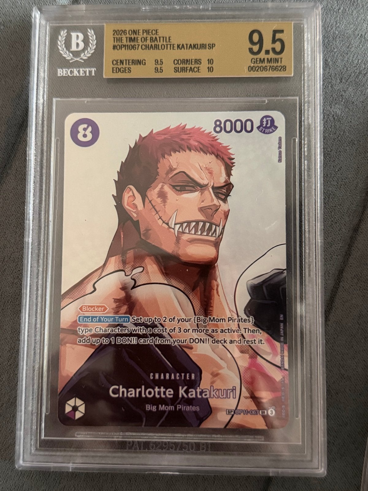 One Piece Charlotte Katakuri SP OP11-067 BGS 9.5 Gem Mint, Ophalen, Zo goed als nieuw, Losse kaart
