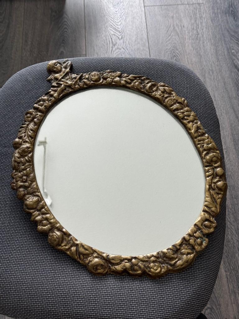 Vintage frame spiegel, Ophalen of Verzenden, Ovaal, Minder dan 50 cm, Minder dan 100 cm