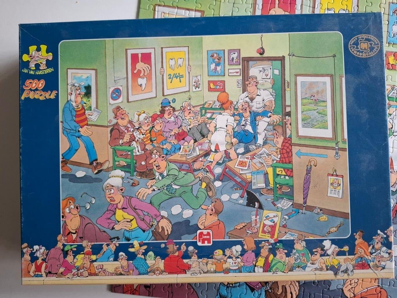 Jan van Haasteren puzzel - Bij de tandarts (500 stukjes), Hobby en Vrije tijd, Ophalen of Verzenden, 500 t/m 1500 stukjes, Gebruikt