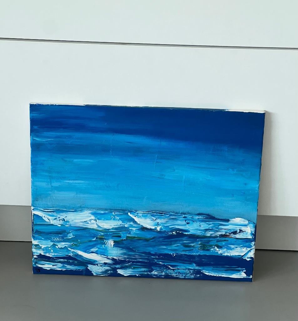 zeezicht abstract schilderij seaview, Antiek en Kunst, Kunst | Schilderijen | Abstract, Ophalen of Verzenden