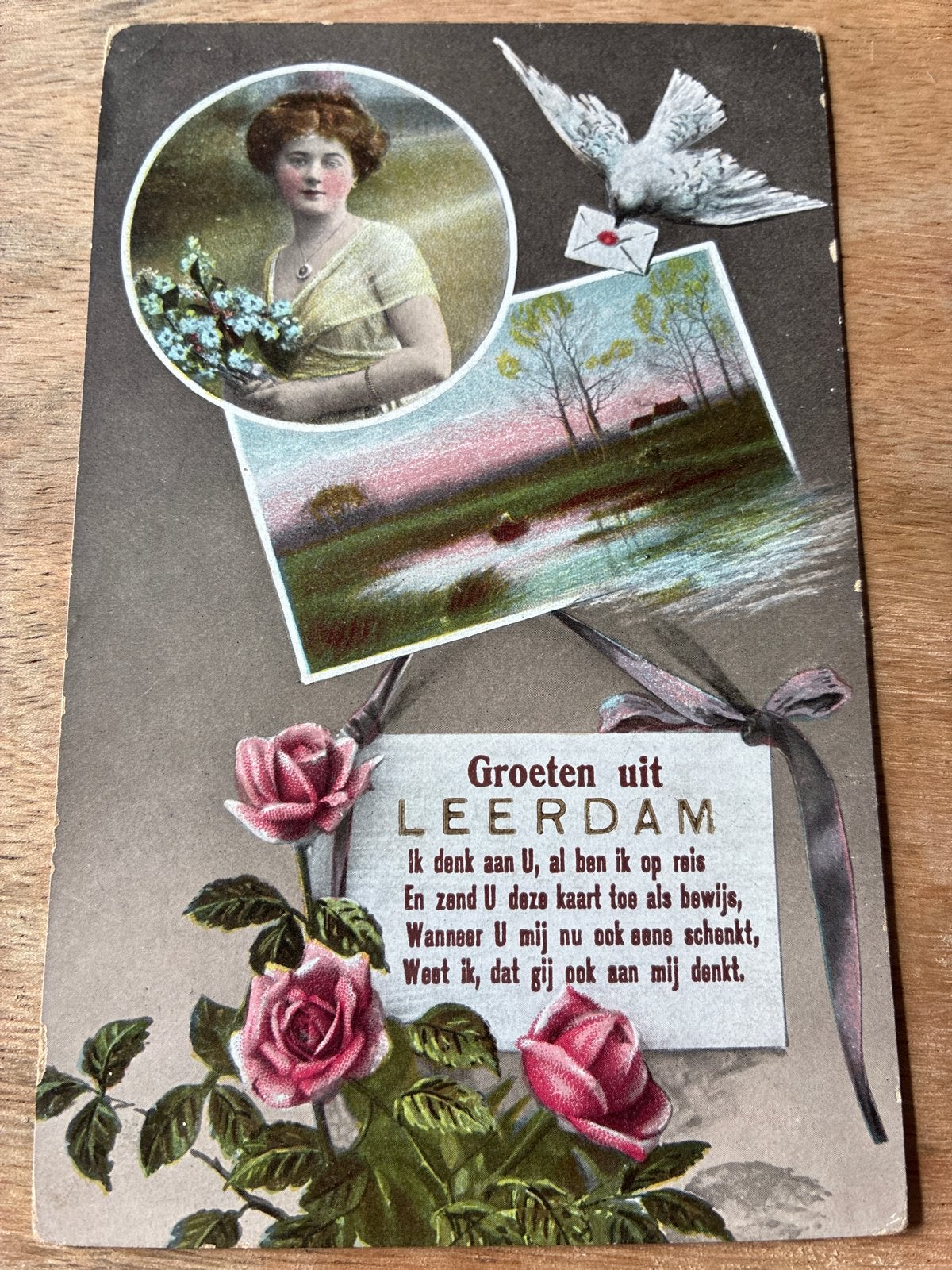 Oude ansichtkaart Groeten uit Leerdam 1915 militair, Verzamelen, Ophalen of Verzenden, Voor 1920, Gelopen, Utrecht