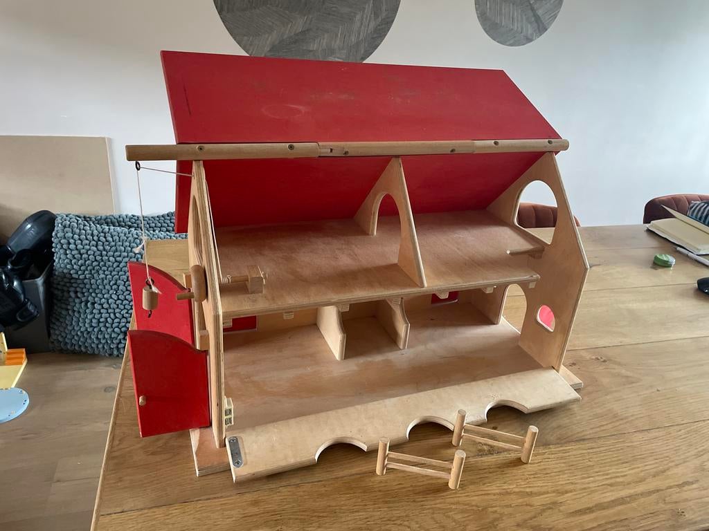 Houten speelboerderij ideaal voor Schleig, Kinderen en Baby's, Speelgoed | Poppenhuizen, Gebruikt, Ophalen