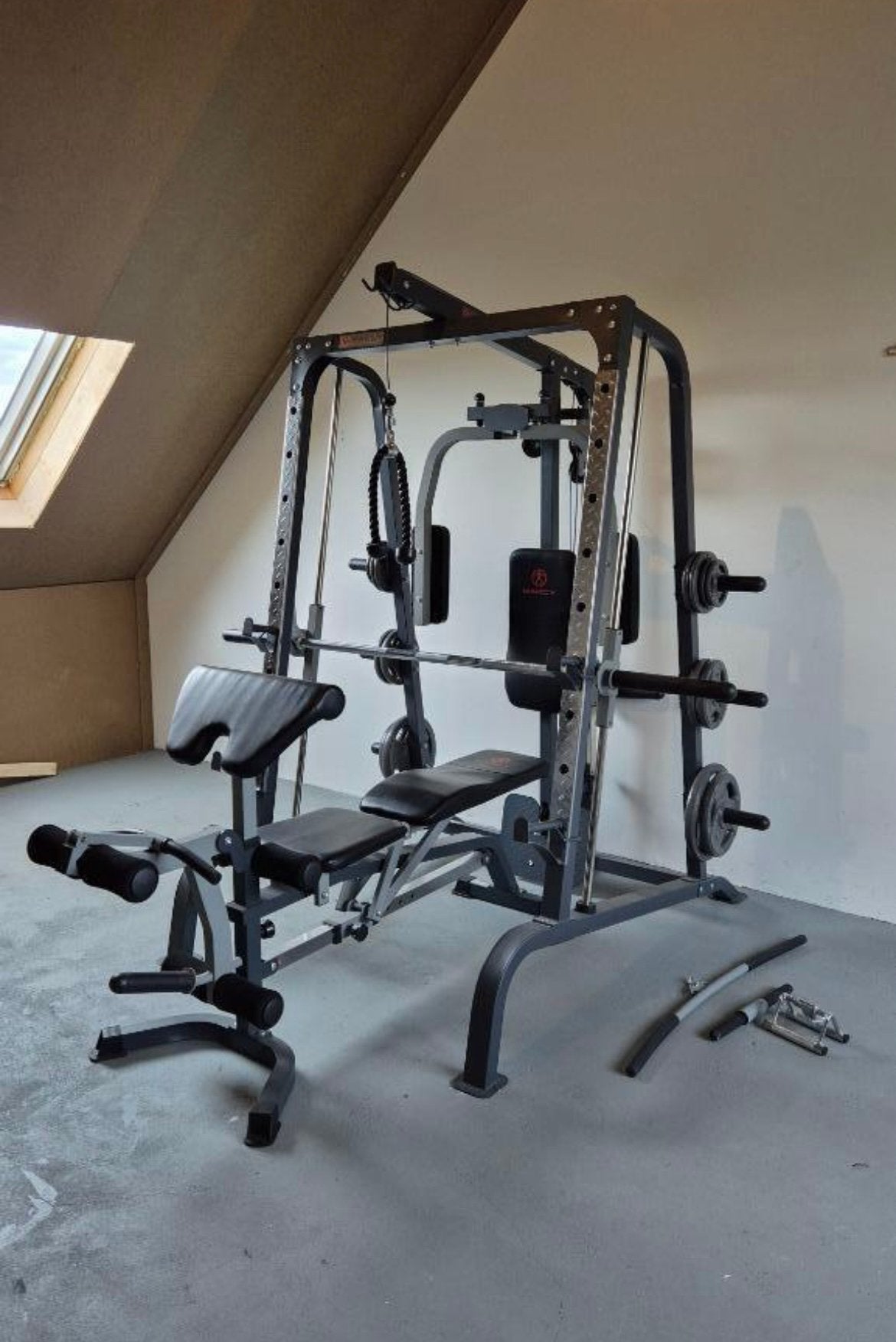 Krachstation Marcy SM 4000 Deluxe + 120kg gewicht 50mm, Sport en Fitness, Fitnessmaterialen, Ophalen, Zo goed als nieuw, Benen