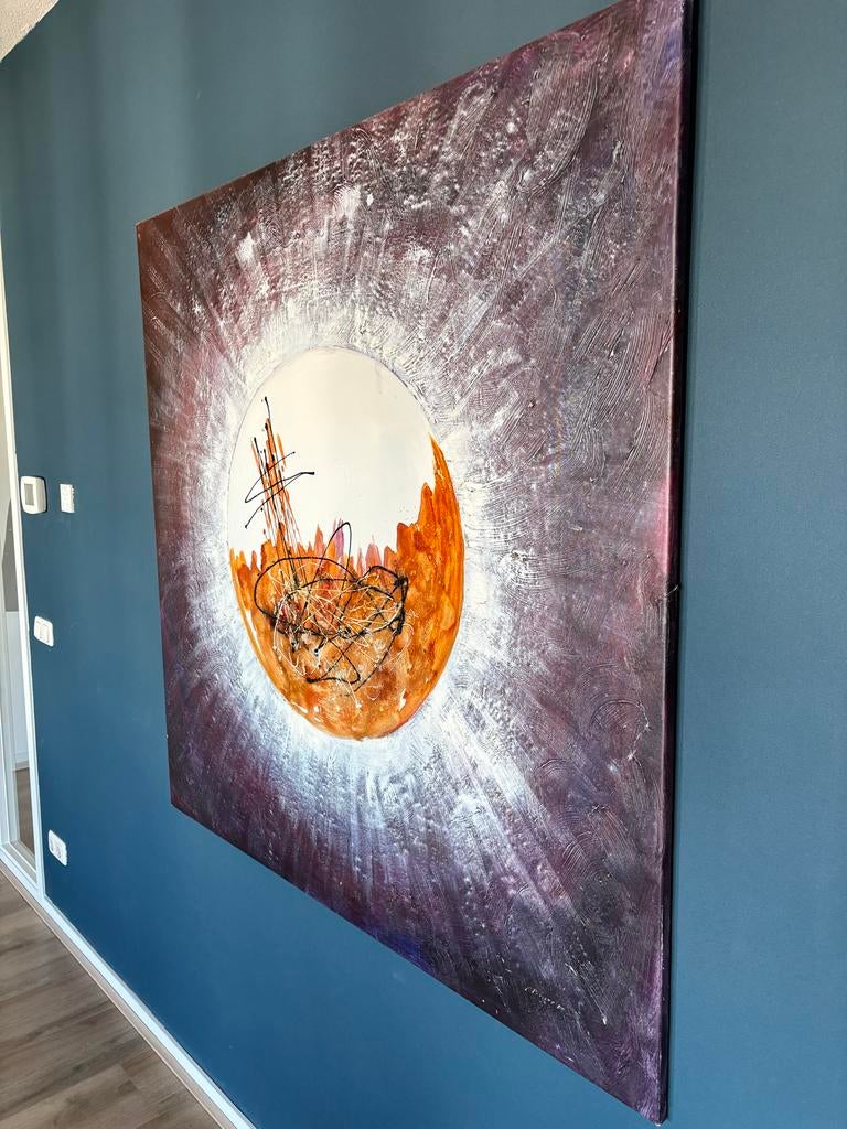 Groot Abstract Schilderij, Antiek en Kunst, Kunst | Schilderijen | Abstract, Ophalen