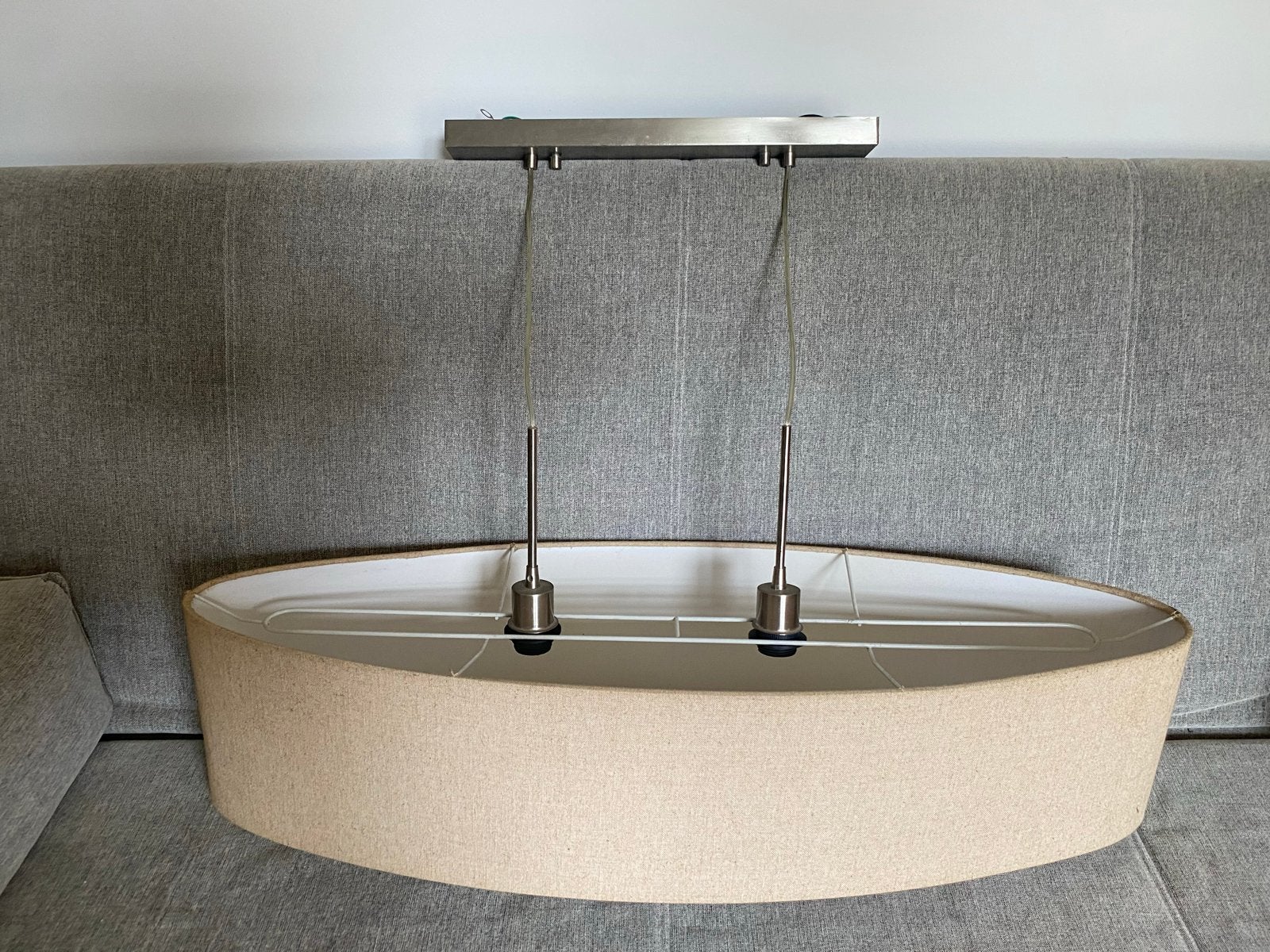 Hanglamp voor boven eettafel of leestafel, Ophalen of Verzenden, Zo goed als nieuw, Stof, 75 cm of meer