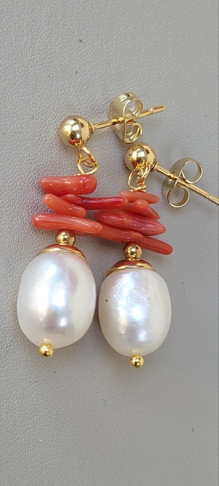 parel koraal oorbellen, Sieraden, Tassen en Uiterlijk, Overige materialen, Hangers, Ophalen of Verzenden, Zo goed als nieuw