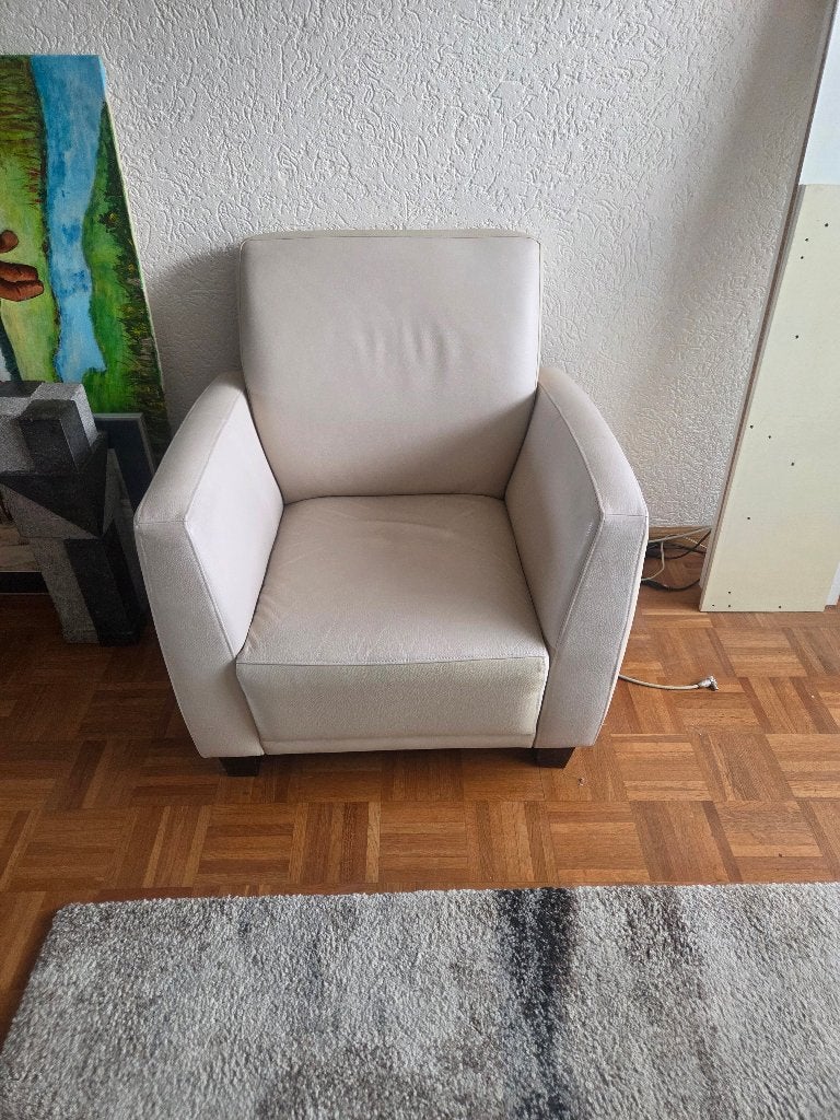 Comfortabele crèmekleurige fauteuil, Ophalen, Gebruikt, Overige kleuren, Modern comfort