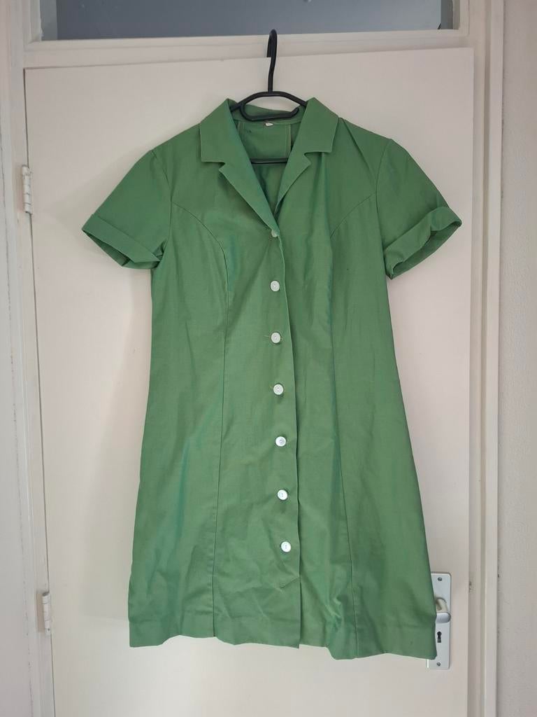 Vintage Verpleegster Jurk Jaren 70 - Groen Maat 40, Ophalen of Verzenden, Gedragen, Maat 38/40 (M), Groen