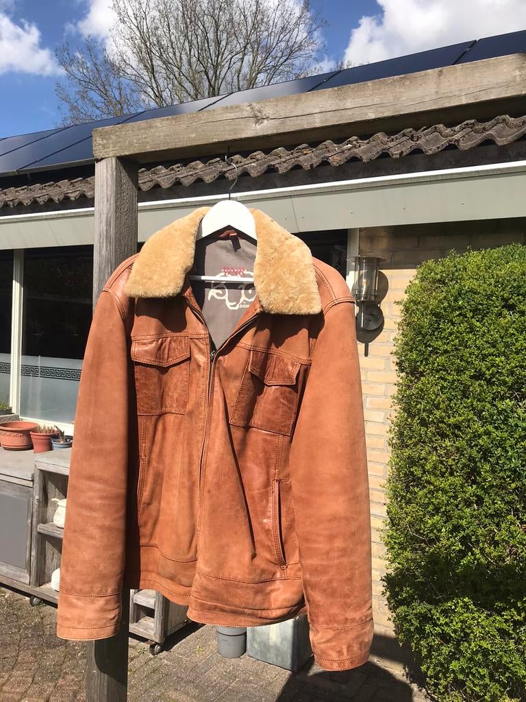 Leren jas heren maat M L, Ophalen of Verzenden, Zo goed als nieuw, Maat 48/50 (M), Bruin