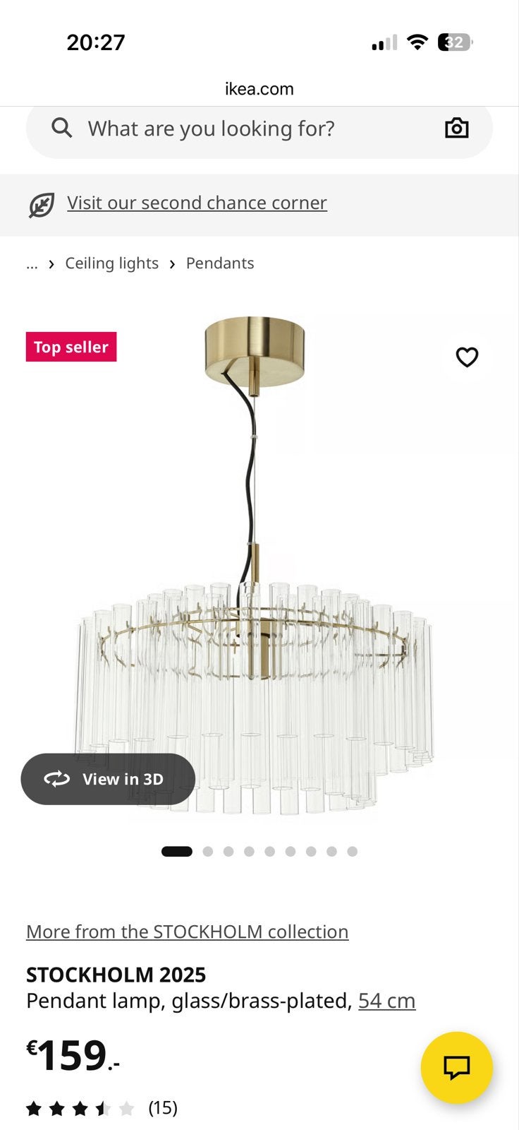 IKEA STOCKHOLM 2025 Hanglamp - Nieuw in doos, Ophalen of Verzenden, Nieuw, Glas, E27 (groot)